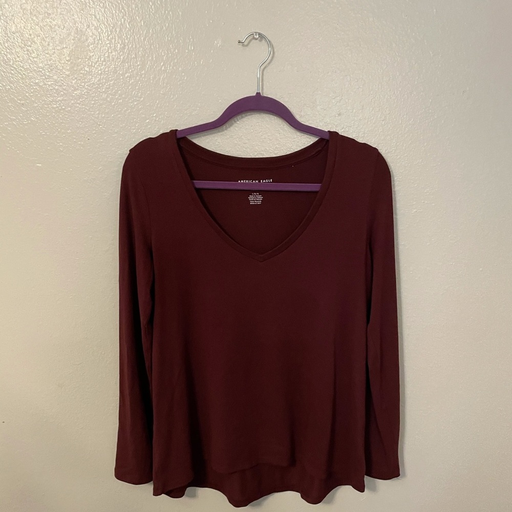 American Eagle Soft&Sexy Plush Long Sleeve Maroon